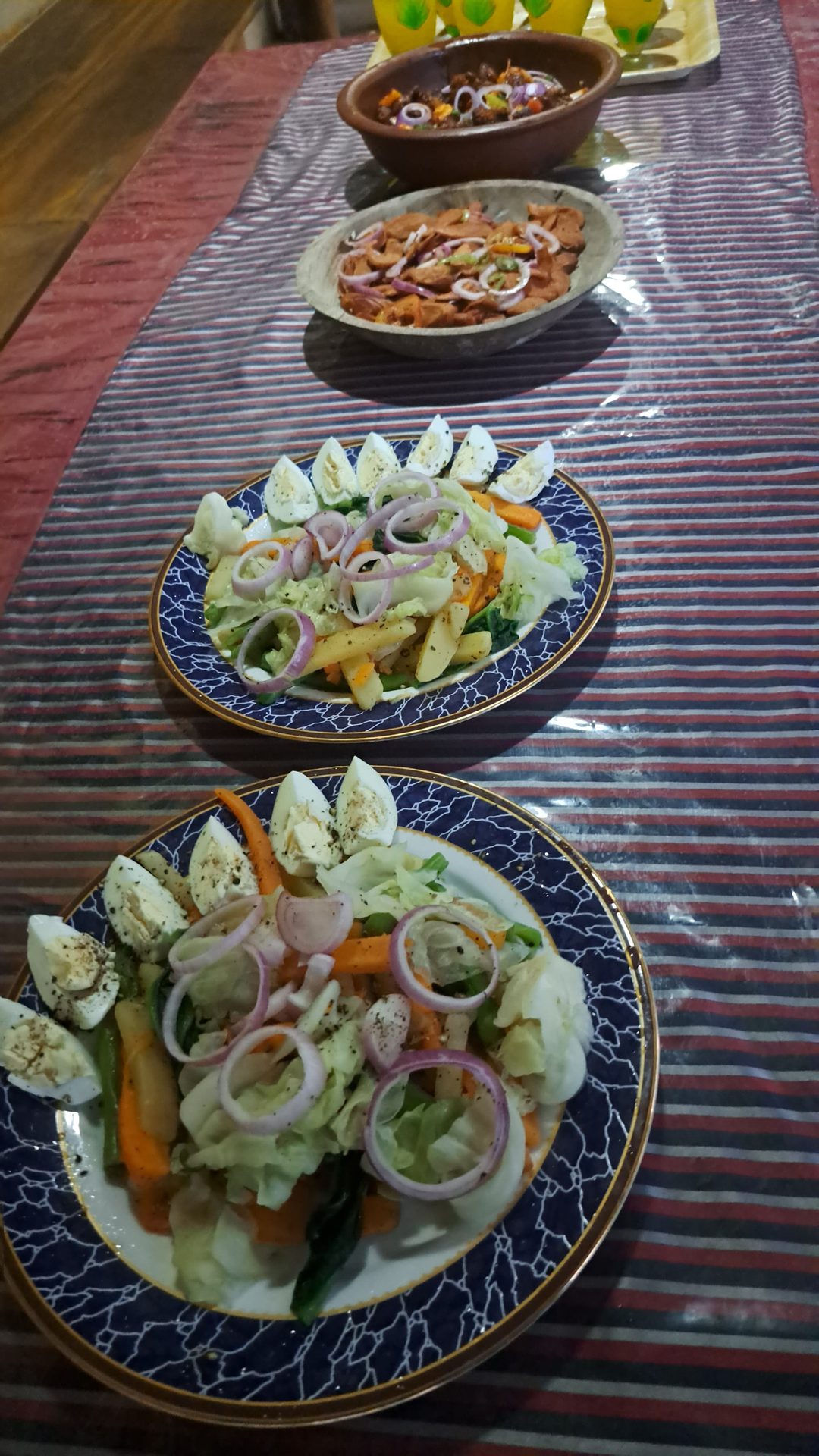 Fresh salad and dishes