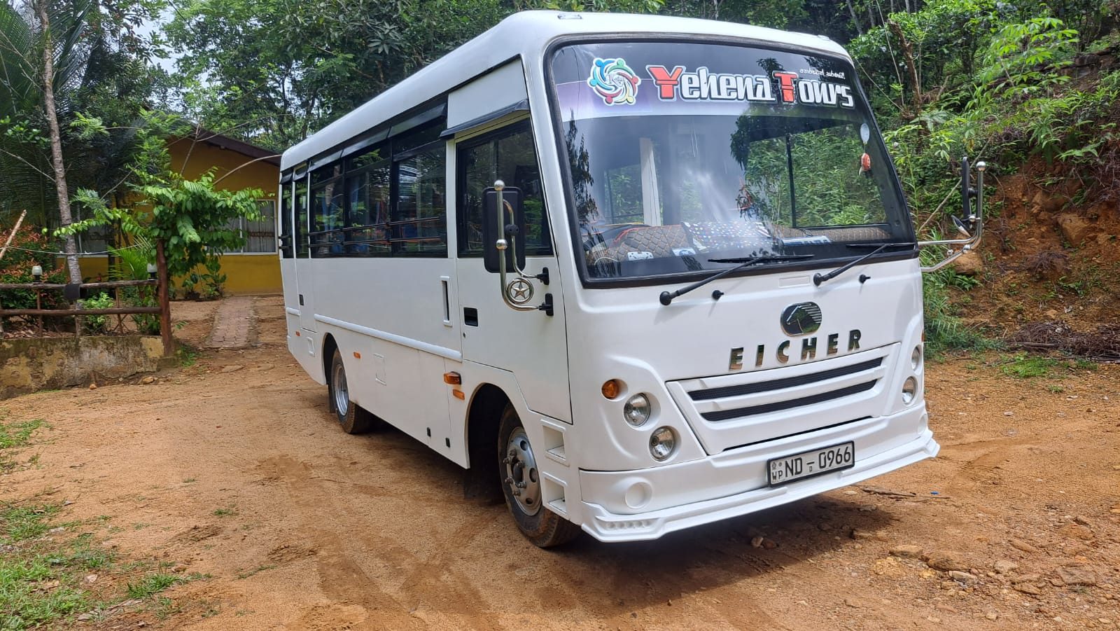 Rosa coaster bus parked at villa