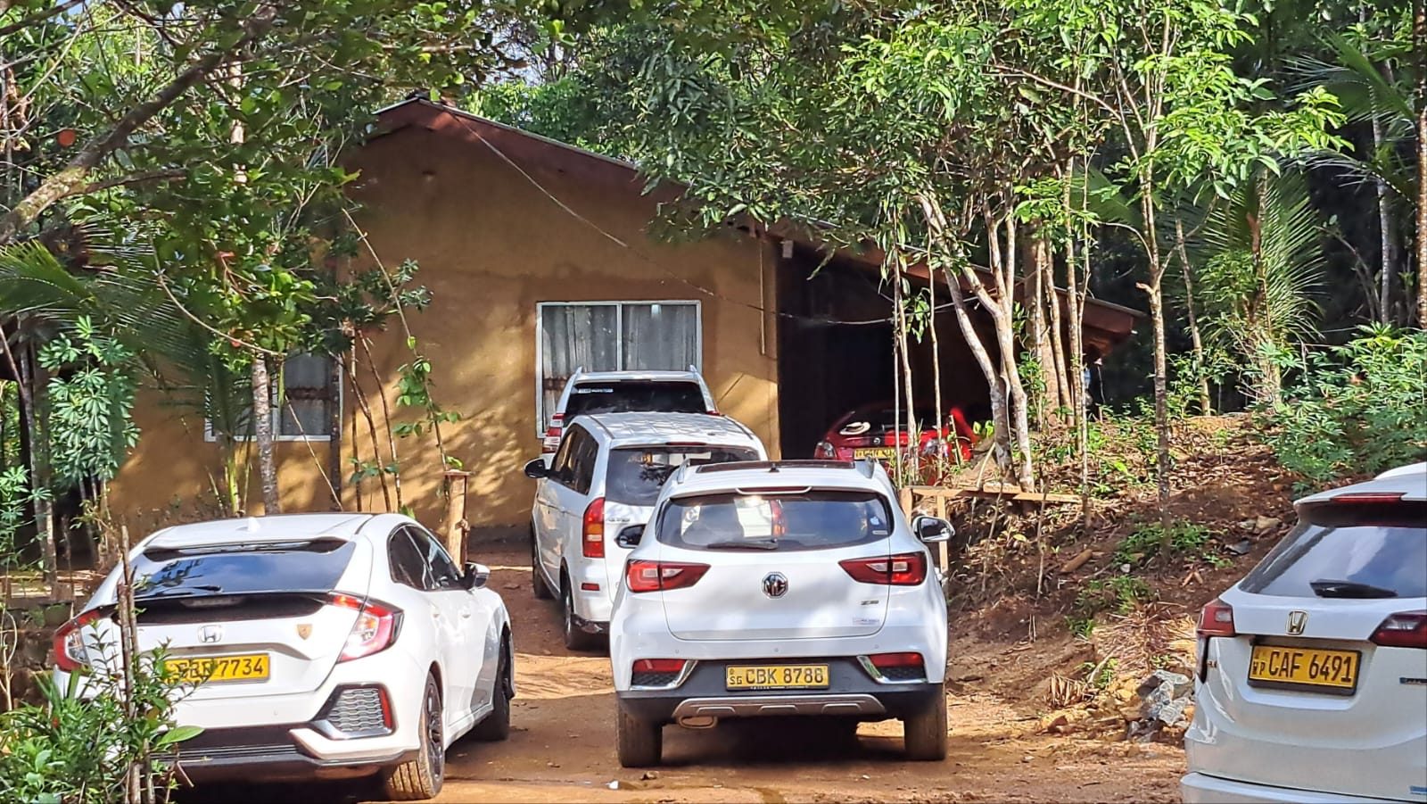 Cars parked at villa